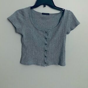 Brandy Melville Heather Gray Ribbed Crop Top